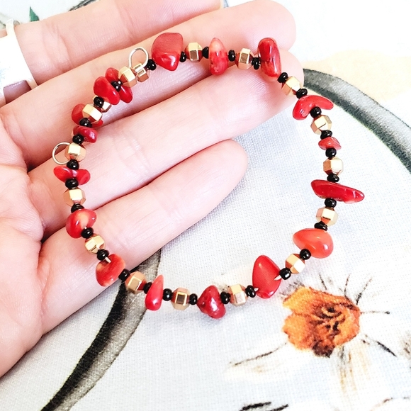 Terra Moda Vibrant Red Coral Bracelet Set - Picture 5 of 6
